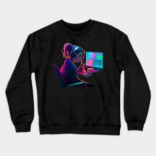 Anime Girl - Lofi Music Crewneck Sweatshirt